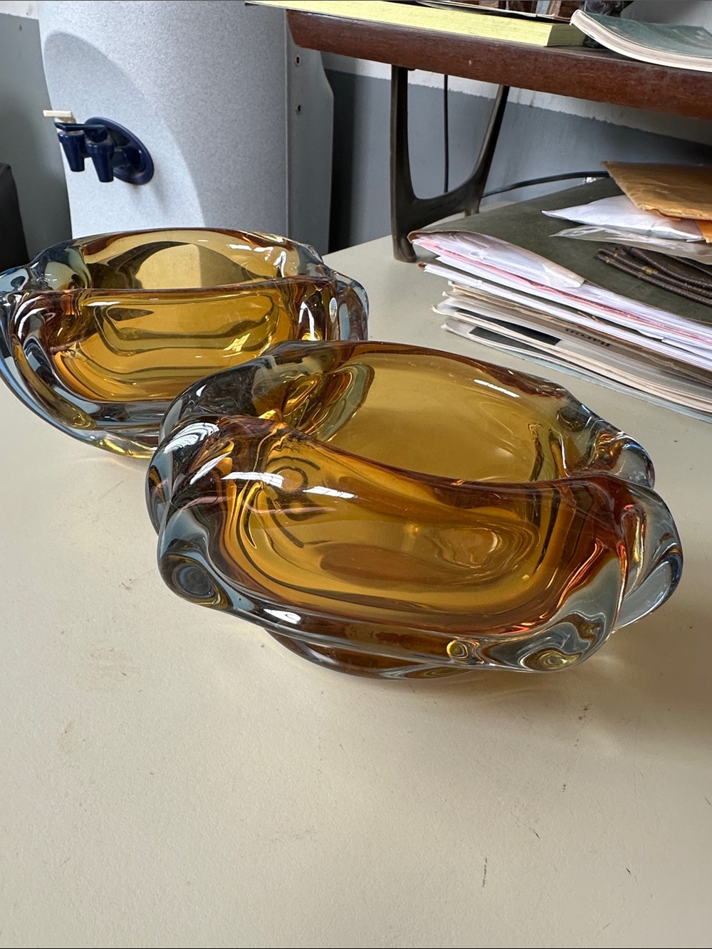 Amber Glass Decorative Bowl Duo - Home Art